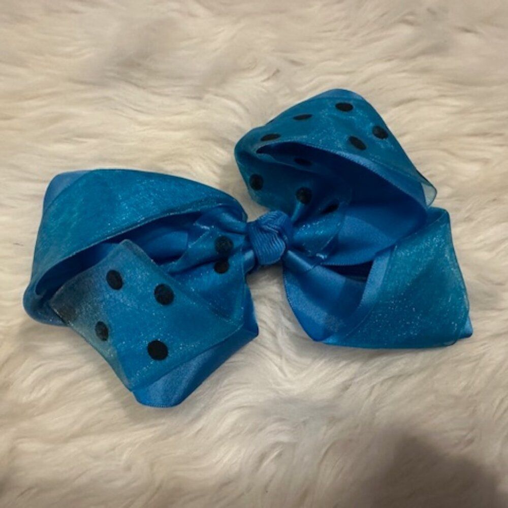 Aqua 6" Double Stacked Flat Bow 7862 Handmade NWT Boutique - Picture 1 of 2